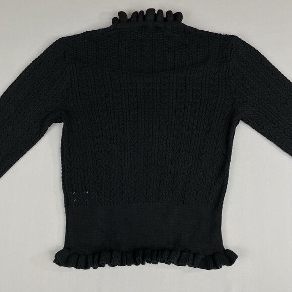 Industry Republic Clothing Ruffle Knit Mock Neck Sweater Women's Med Sheer Black - Picture 7 of 16